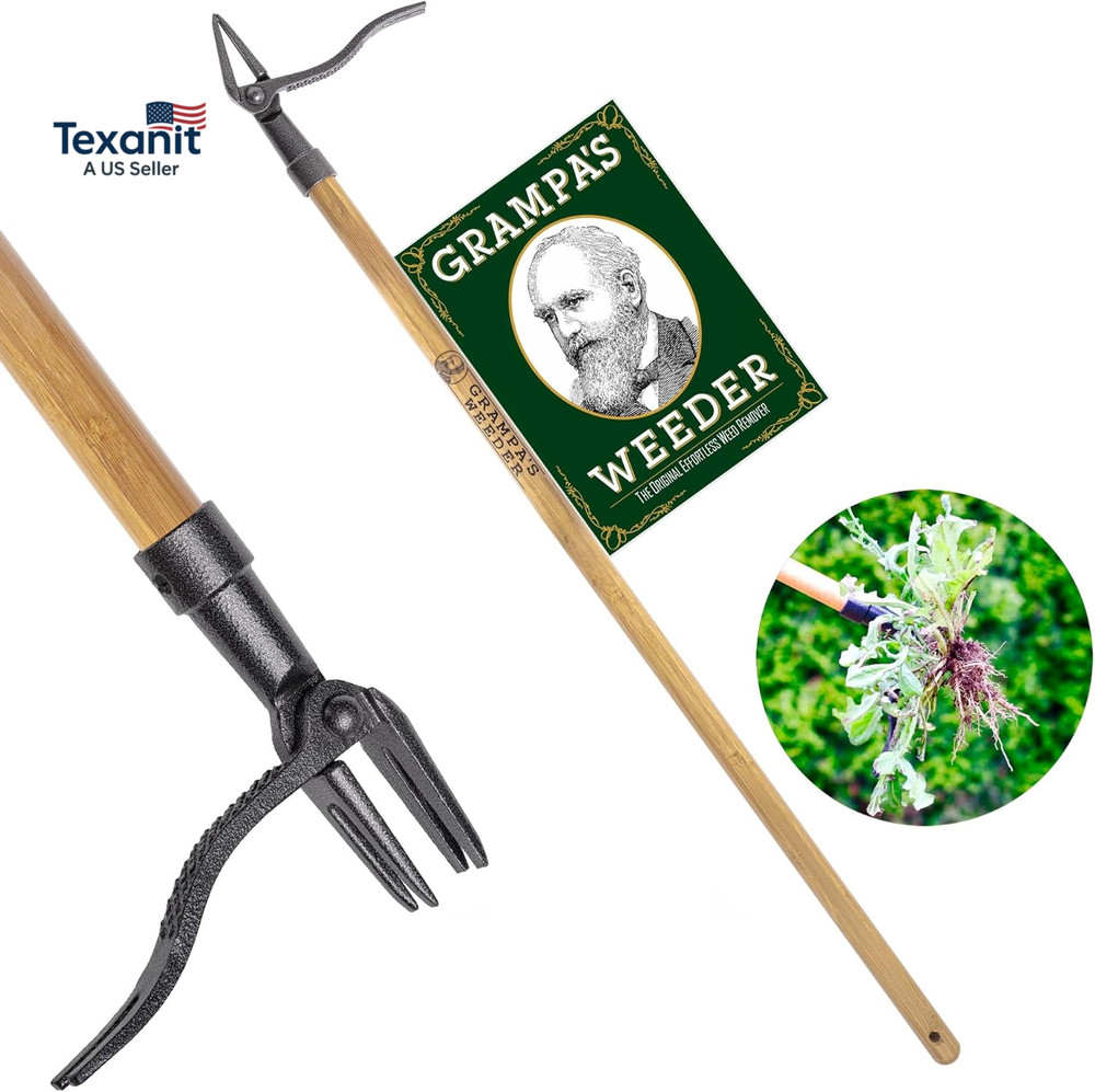- the Original Stand up Weed Puller Tool with Long Handle - Made with Real Bambo