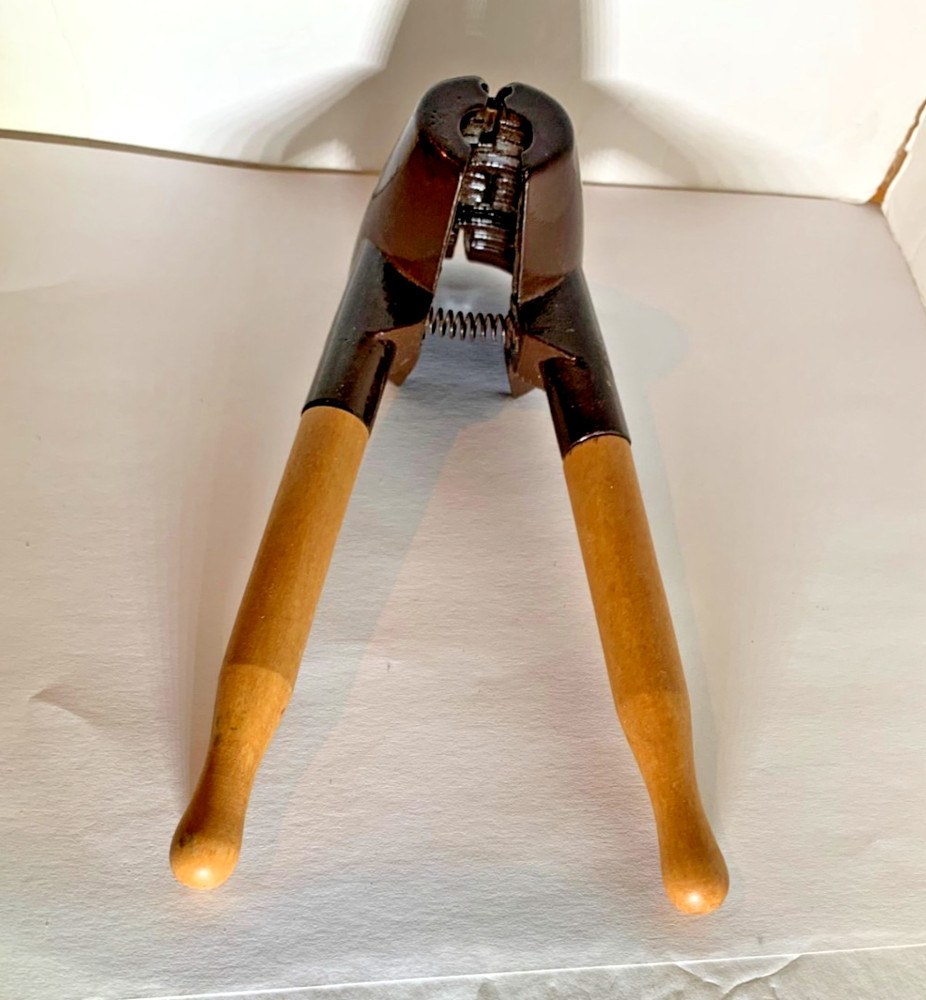Vintage Metal Nutcracker Nut Cracker Wooden Handles