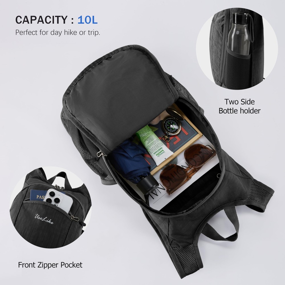 10L Small Hiking Backpack Travel Daypack Lightweight Packable Back Pack for W...