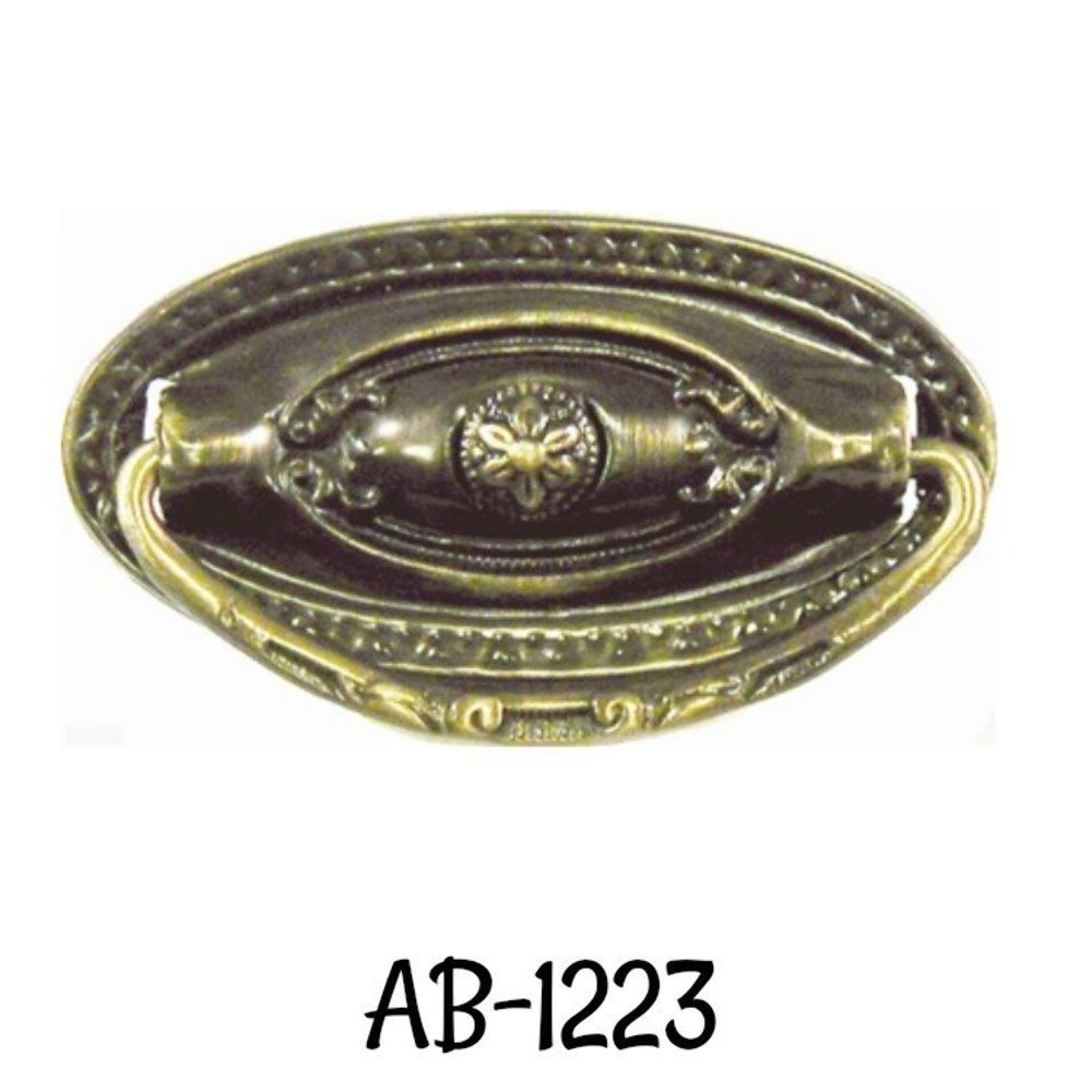 Depression Era Single Post Pull - Antiqued Brass Vintage Bail Drawer Pull Old