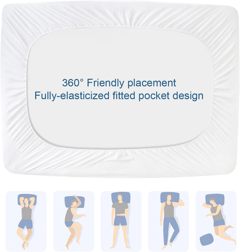 Waterproof Quilted Full Size Mattress Protector Pad with Deep Pocket, White