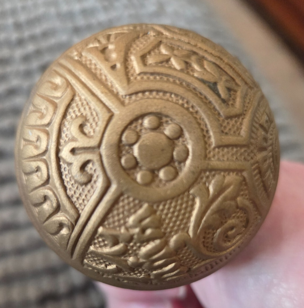 Antique Ceylon Corbin Doorknob set 1895 2 Knobs and Post