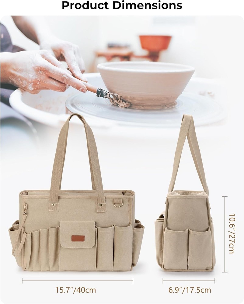 Durable Canvas Pottery Tool Bag with Multiple Pockets for Ultimate Organization