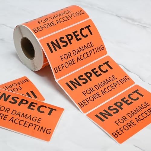 3" X 5" 500 Labels Inspect for Damage Before Accepting Warning Stickers for