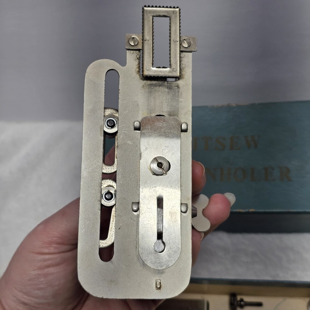 Vintage Industrial Sewing Machine Buttonhole Attachment With Box