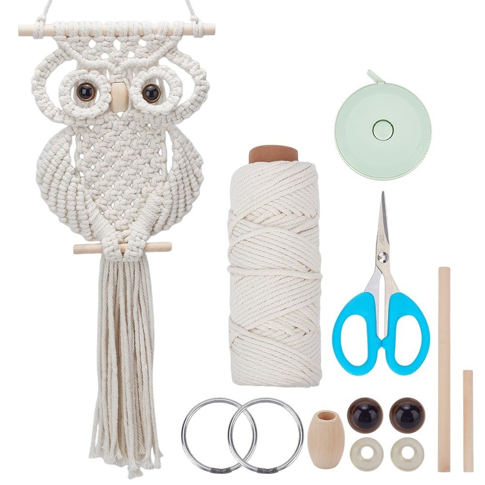 Macrame Owl Kit for Beginners Macrame Owl Wall Hanging Tapestry Kit Creative ...