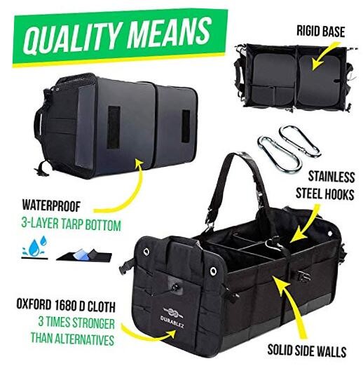 4 Compartment Separable Collapsible Car Trunk Storage 4-section XXL black