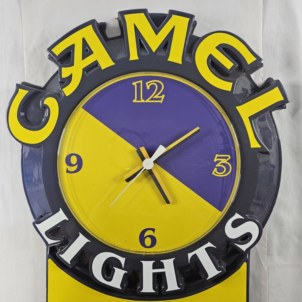 Camel Lights Cigarette Wall Clock Man Cave Vintage 1993 Needs New Movement READ⬇