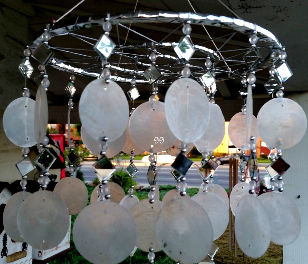 WHITE CAPIZ SHELL WINDCHIMES CAPIZ CHIMES WHITE