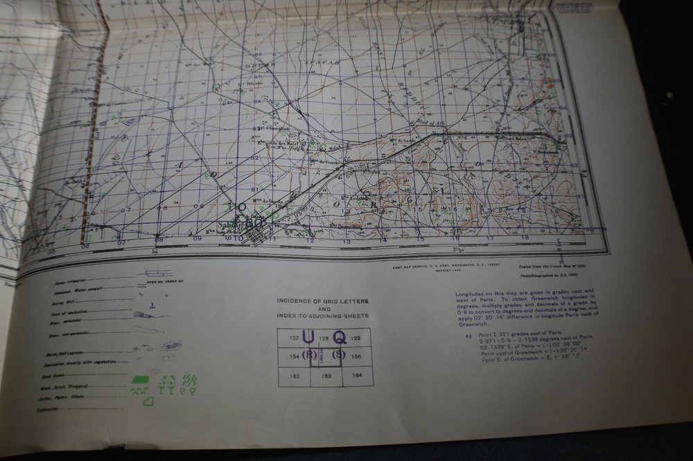1942 *WW2* Debrousseville Algeria Map