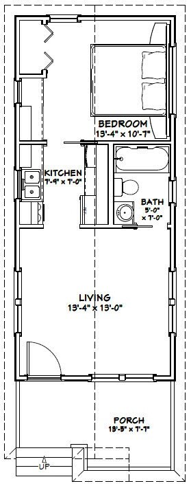 14x32 Tiny House -- 447 sq ft -- PDF FloorPlan -- Model 1D