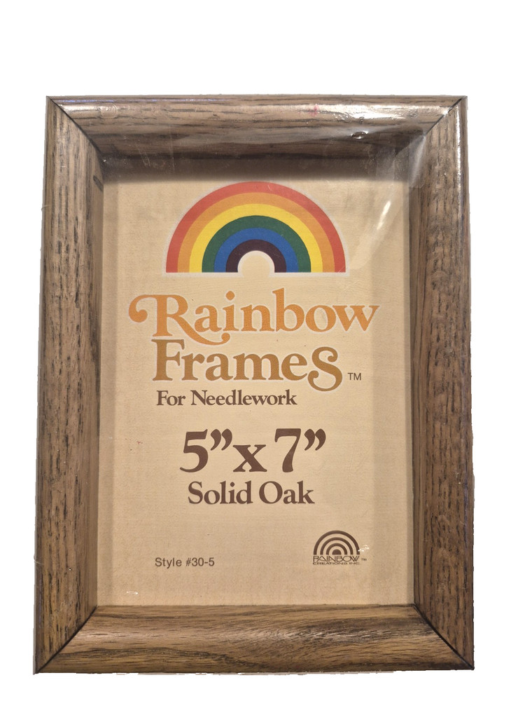 Vintage 5x7 Needlecraft Frame Only Walnut Finish Solid Oak 203-57 Rainbow Frames