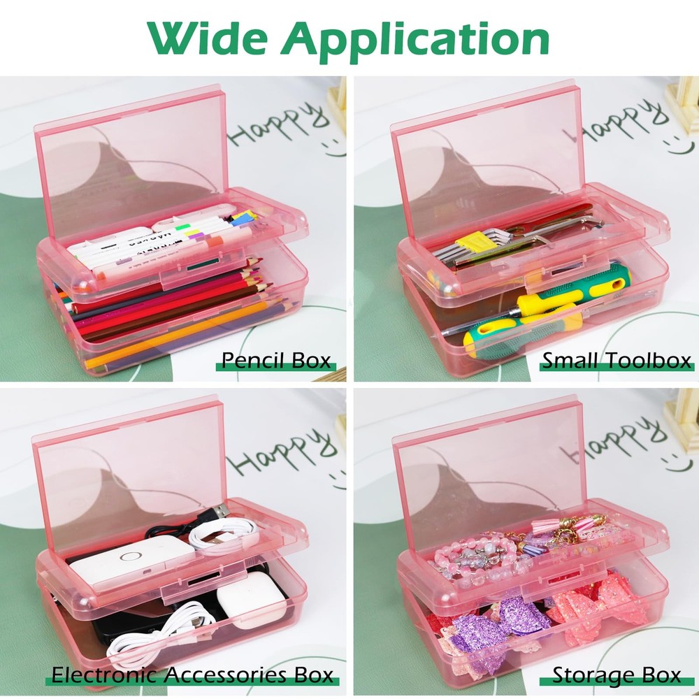 Double Layer Hard Plastic Translucent Pencil Box Blue