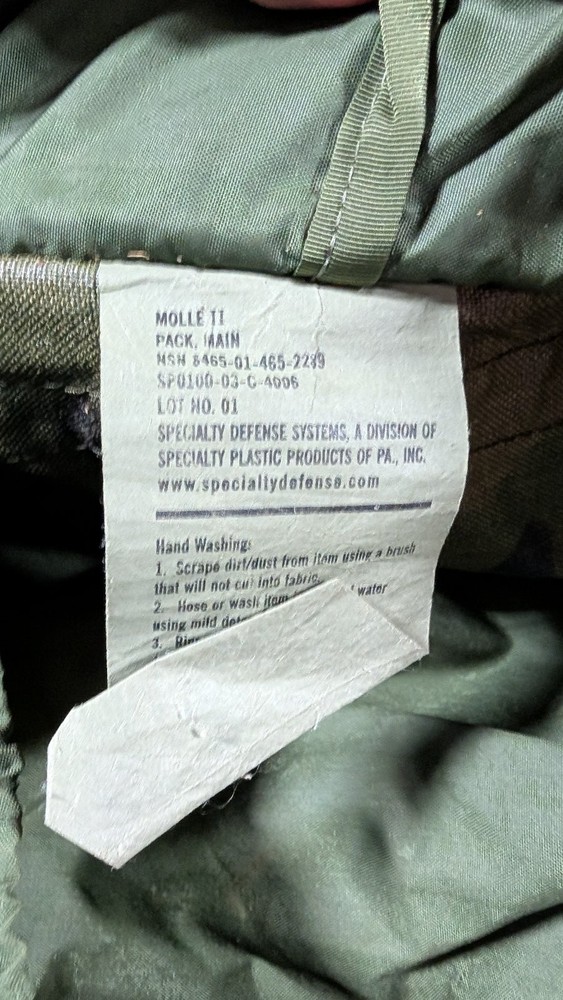 Specialty Defense Systems MOLLE II Backpack Main Pack Camo Woodland