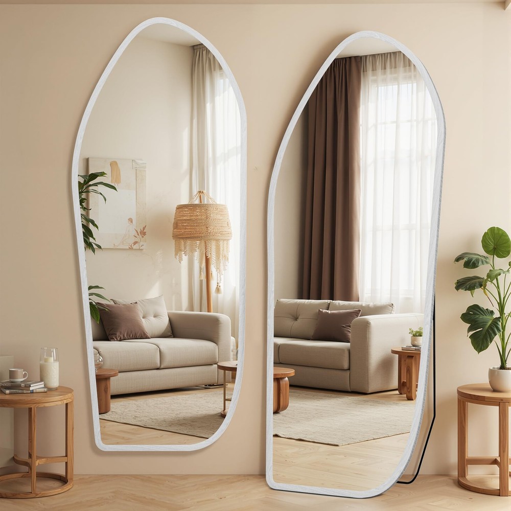 Full Length Mirror, Oversized Floor Mirror with Solid Wood Frame, Large Stand...