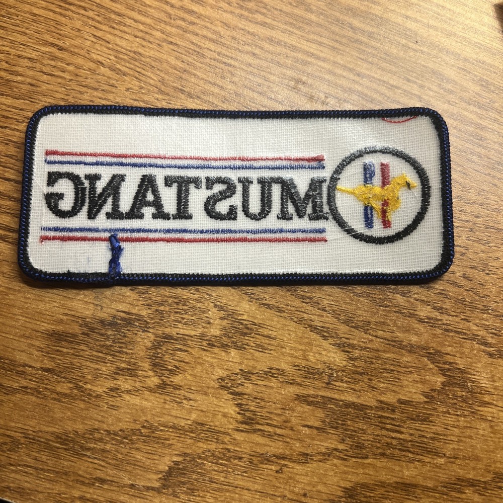 Vintage New Mustang Sew on Patch 5x2"