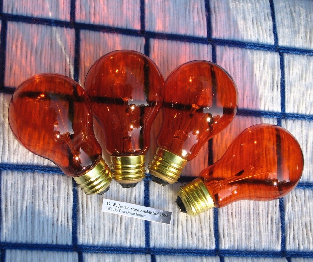 BOXof4 new AMBER orange 25w PARTY LIGHT BULB 25 watt A19 regular 130V FIREPLACE