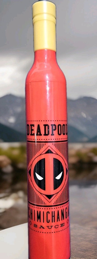 Marvel Deadpool Bottle Umbrella Red Yellow Graphic Print Polyester Comics Theme