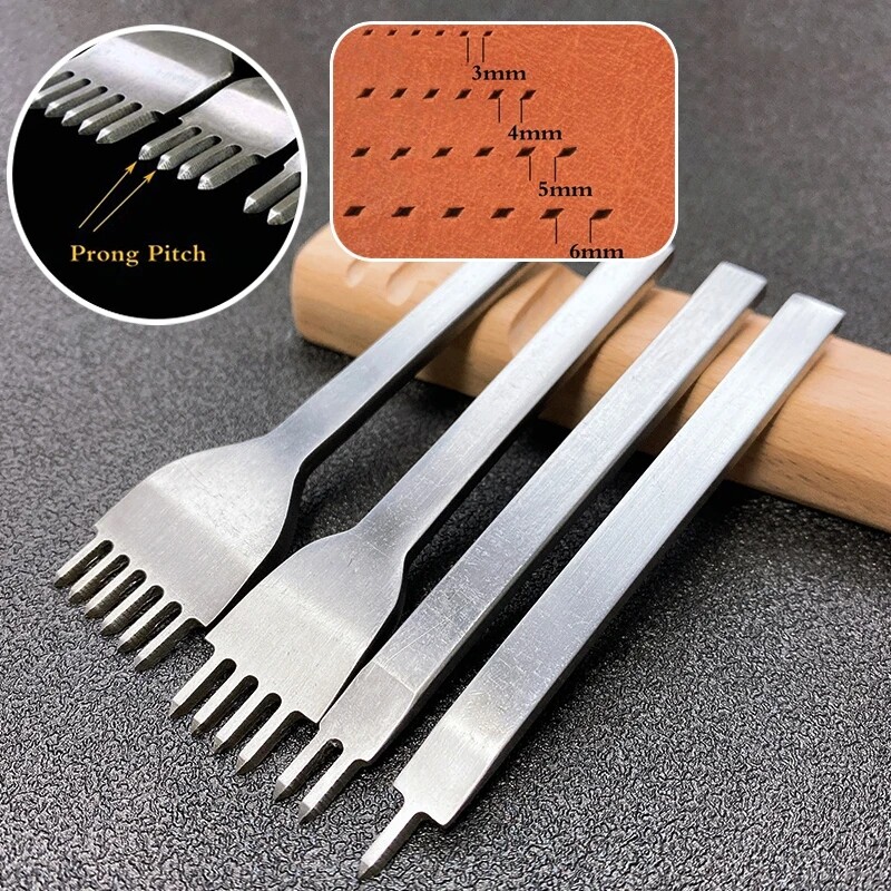 Lacing Stitching Chisel 4Pcs/Set DIY Leather Craft Tool Hole Punches For Leather