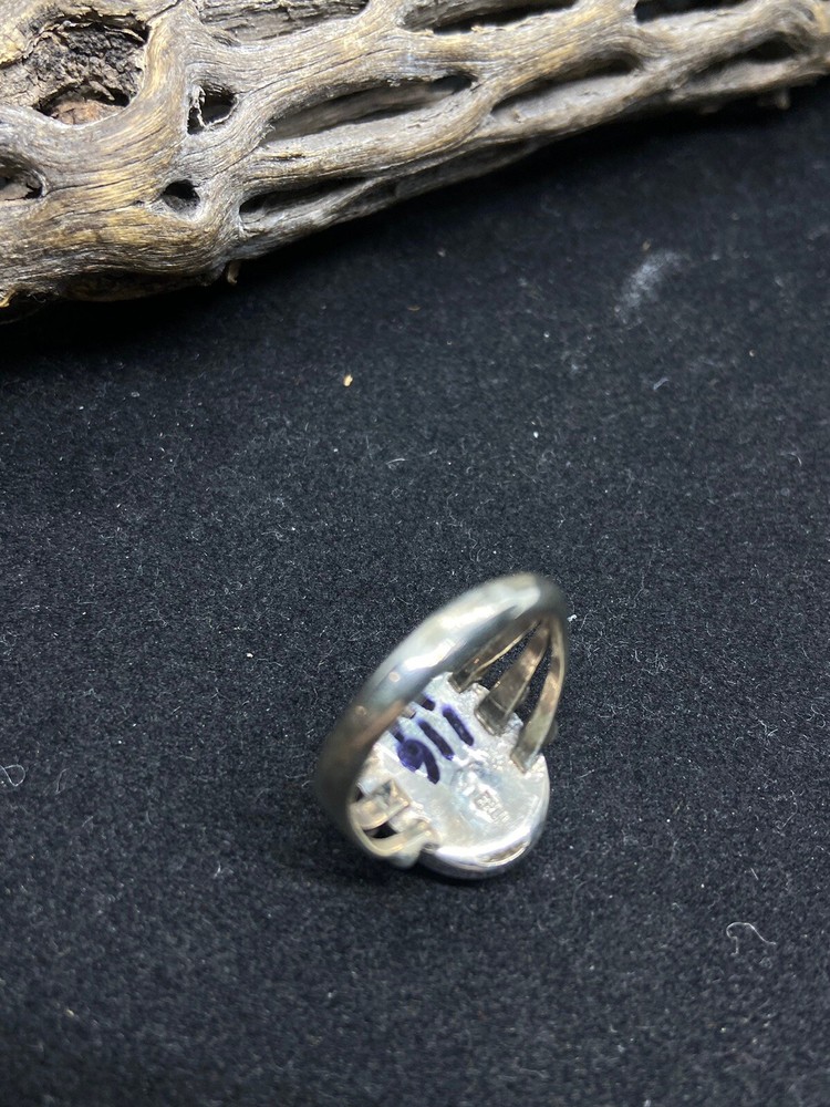 Native American Navajo pink fire opal Sterling Silver Ring Size 7.75