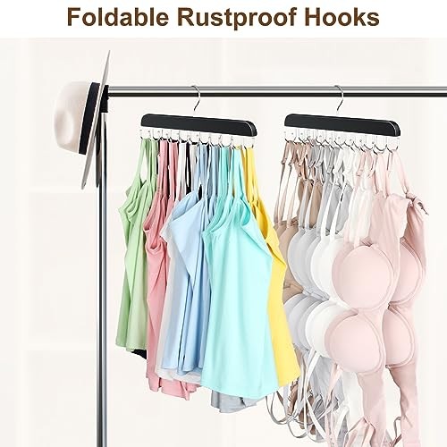 Bra Hanger, Capacity Foldable Tank Top Hanger with 40 Hooks, Bra 2 Pack Black