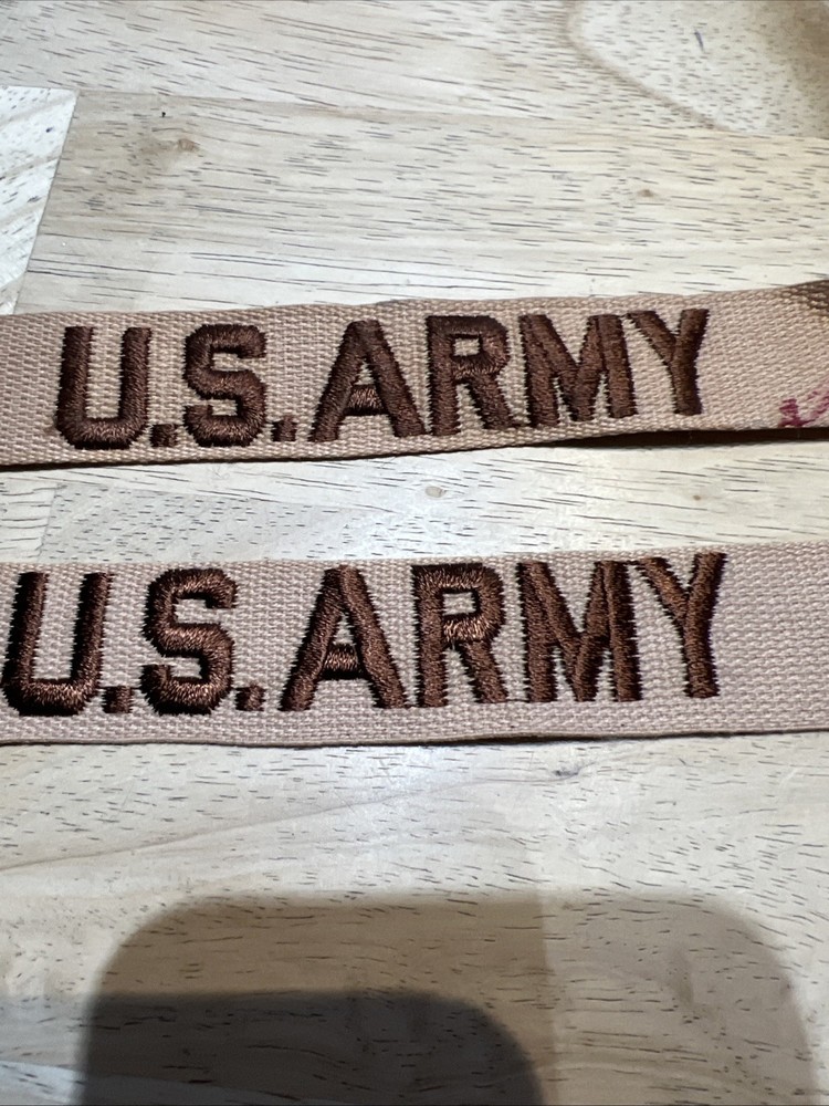2- US ARMY COMBAT ID TAPE DESERT / TAN PATCH BROWN SEWN ON STYLE PATCH Used