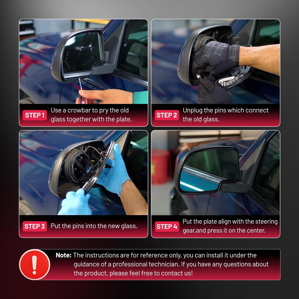 BDFHYK Mirror Glass Compatible With AUDI A3 Left Driver Side, Black