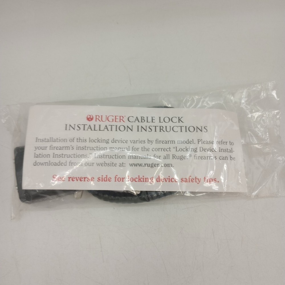 Ruger Black Cable Firearm Trigger lock, New In Original Packaging with Two Keys