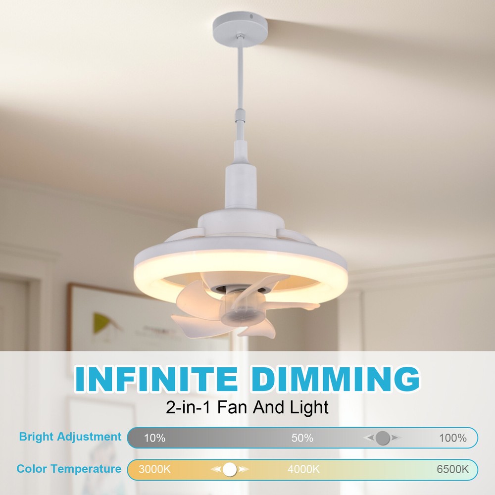 Socket Ceiling Fans With Lights And Remote- Socket Fan Light With Dimmable LED