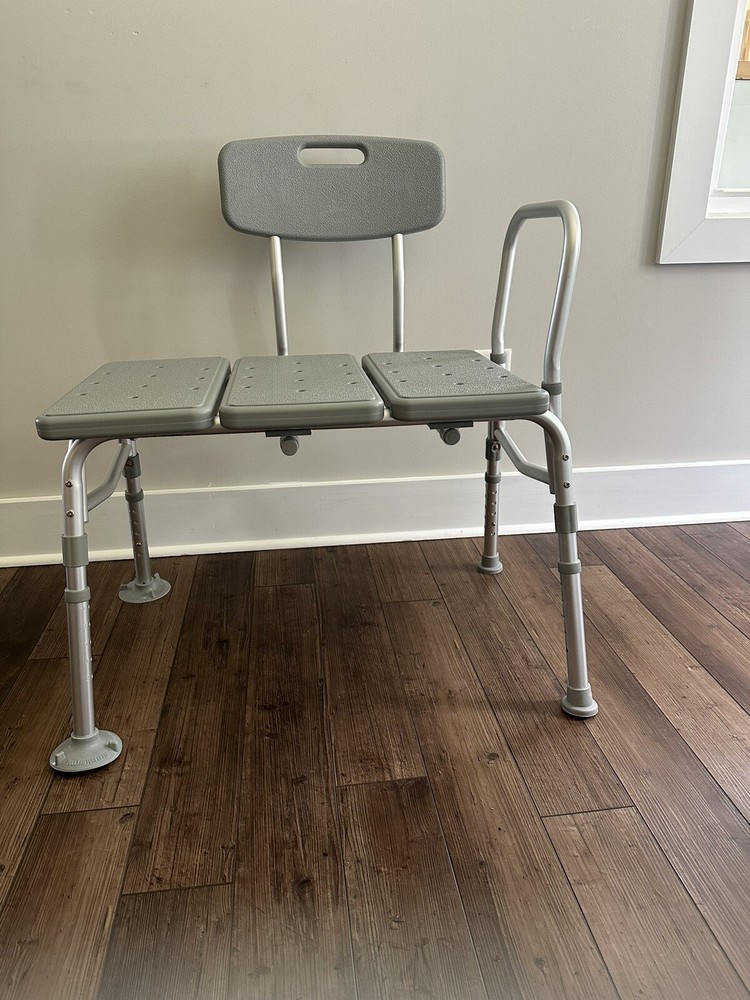 MEDLINE GUARDIAN Transfer Bench with Back, Push Buttons Supports 400Ibs