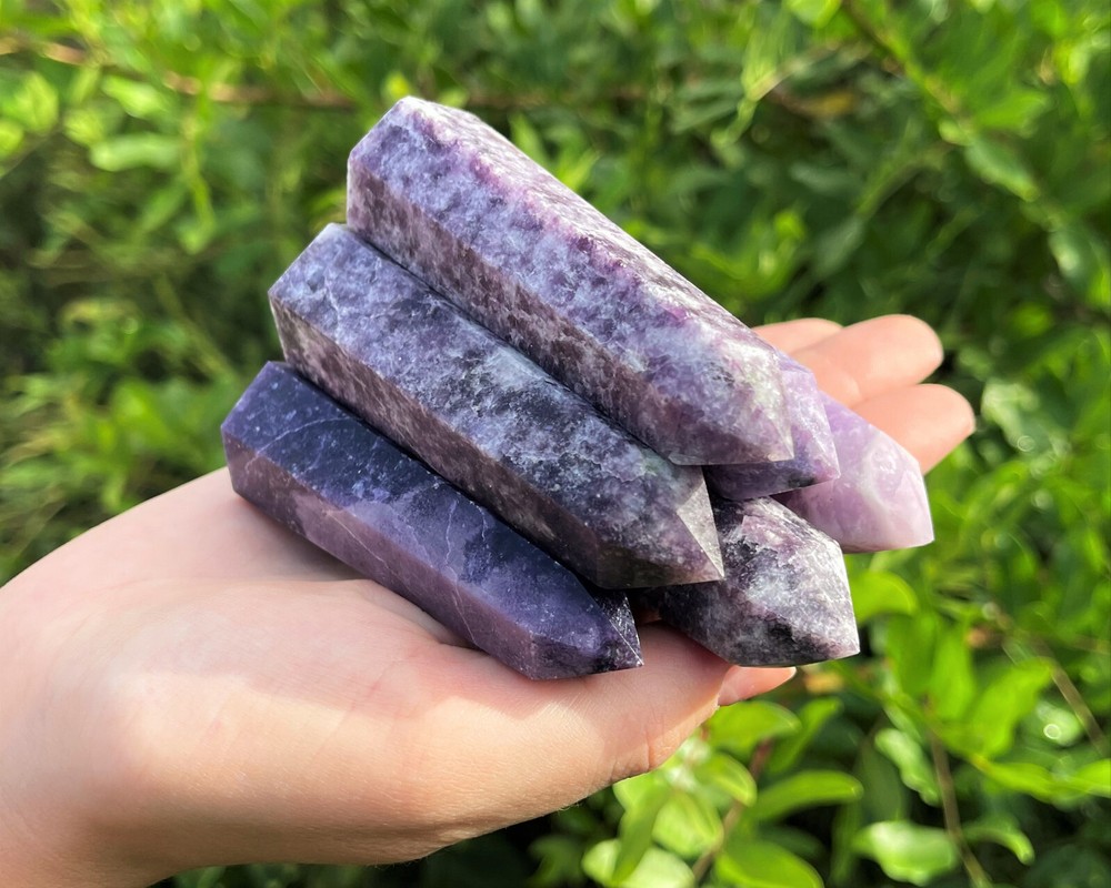 Lepidolite Obelisk (6-Sided Lepidolite Crystal Tower, A Grade Lepidolite Point)