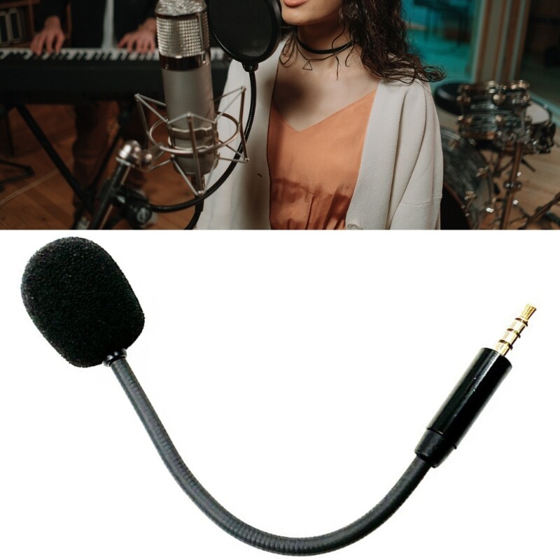 Replacement Microphone 3.5mm Gold Plate External Microphone for Game Headset PC