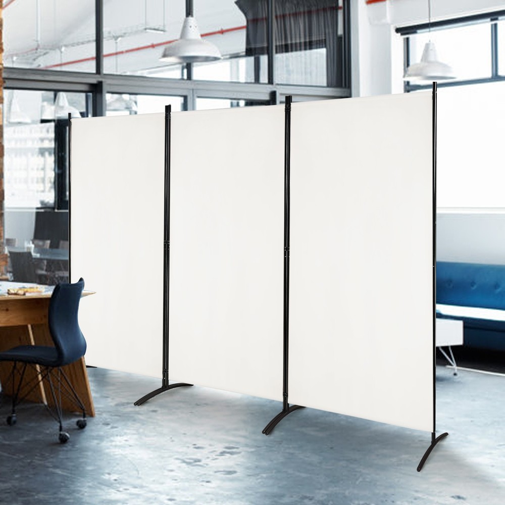 Folding Privacy Partition Screen 3-Panel Room Divider for Office Room White