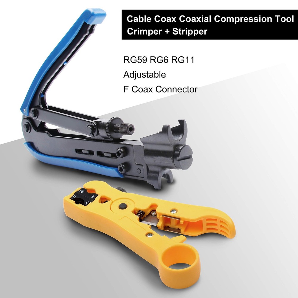 Coax Cable Crimper Kit, Yangoutool Coaxial Compression Tool, Adjustable RG6 R...
