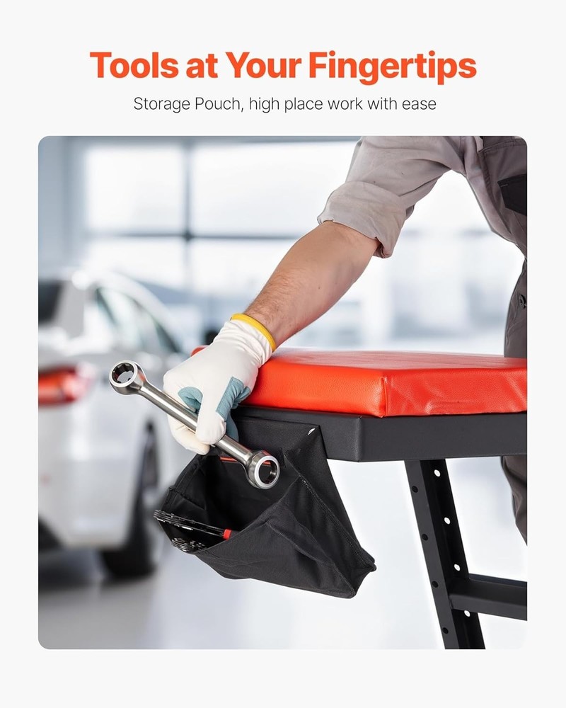 Comfortable 400 lbs Capacity High Creeper with Cushioned Support & Storage Pouch