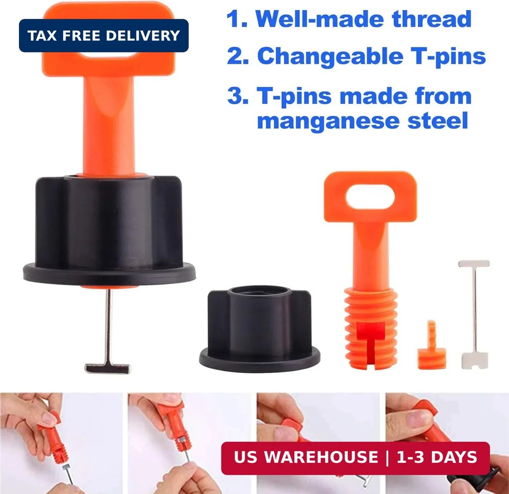 Tile Leveling System Kit 100pcs Reusable Leveler + 500pcs 2mm Spacers 2 Wrenches