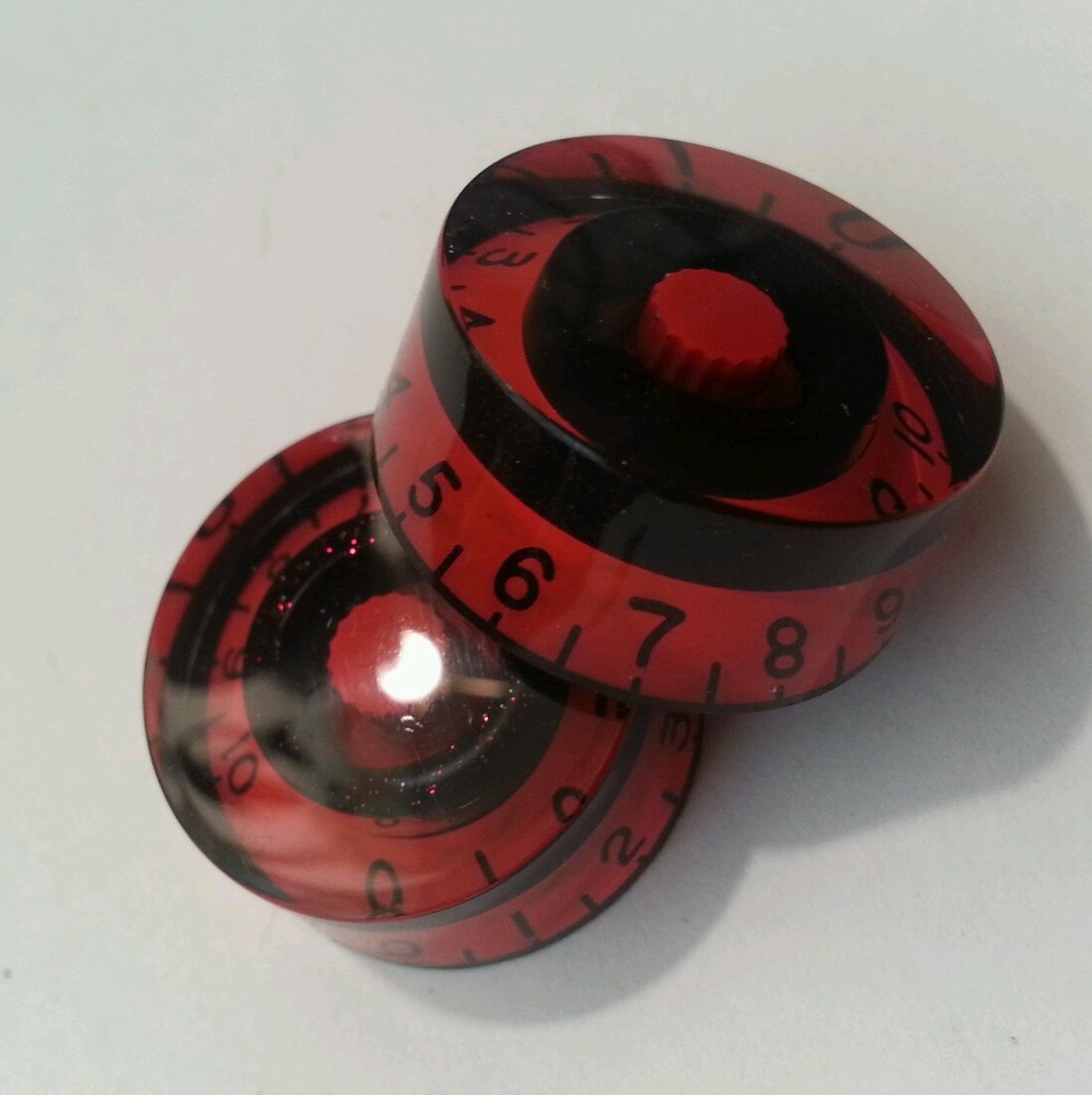 4 CTS Guitar speed volume / tone knobs. Custom red / black. JAT C.G.P