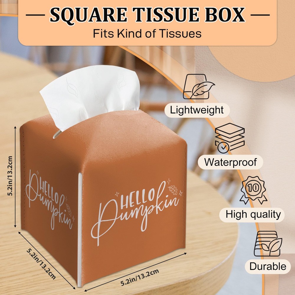 Fall Tissue Box Cover-Orange, Thanksgiving Holder, Hello Orange
