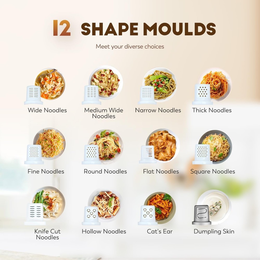 Automatic Pasta Maker Machine Electric 12 Discs Digital Control White