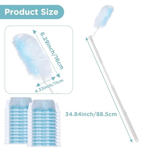 60 Count Duster Refills, 360° Heavy Duty Dusters Kit Disposable Microfibre