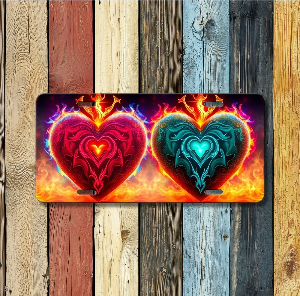 Modern Hearts License Plate Your Text Auto Tag Gift Idea
