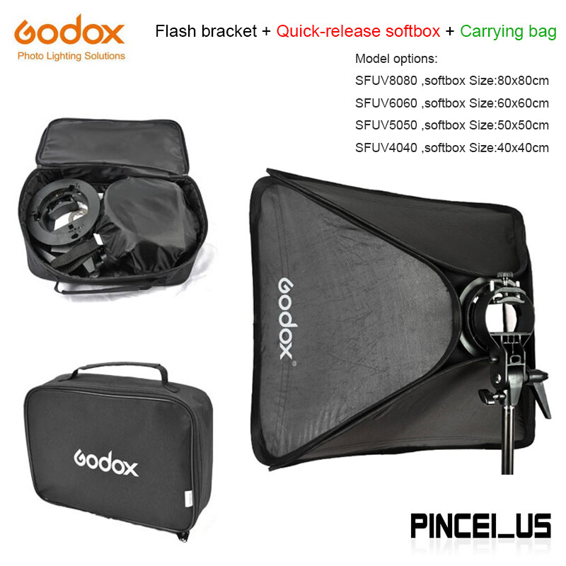 Godox S-Shaped Quick-release Softbox + Flash Bracket For Bowens Mount With Bag