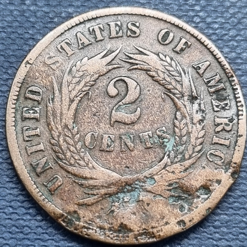1868 Two Cent Piece 2c VF - XF Details #100393