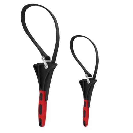 2pcs Rubber Strap Wrench, 2 Sizes Adjustable Oil Filter Spanner for Diameter