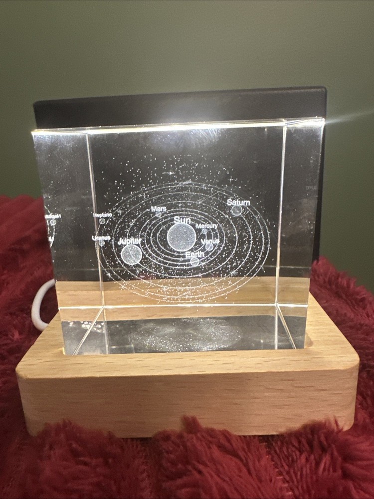 Crystal Engraved Cube Universe Nightlight
