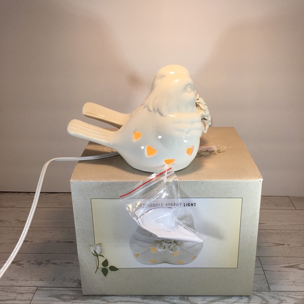 New Ceramic Bird Couple Accent Light By Cracker Barrel