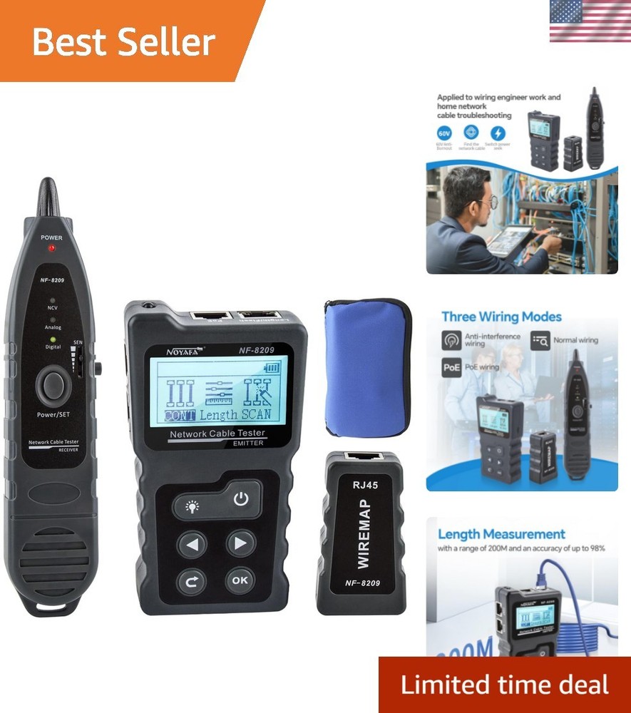 Multi-Function Network Cable Tester with POE & NCV – Essential Tool for Pros