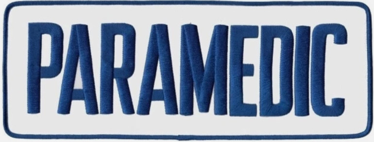 PARAMEDIC ROYAL BLUE on WHITE Back Panel Patch 11 X 4 EMS
