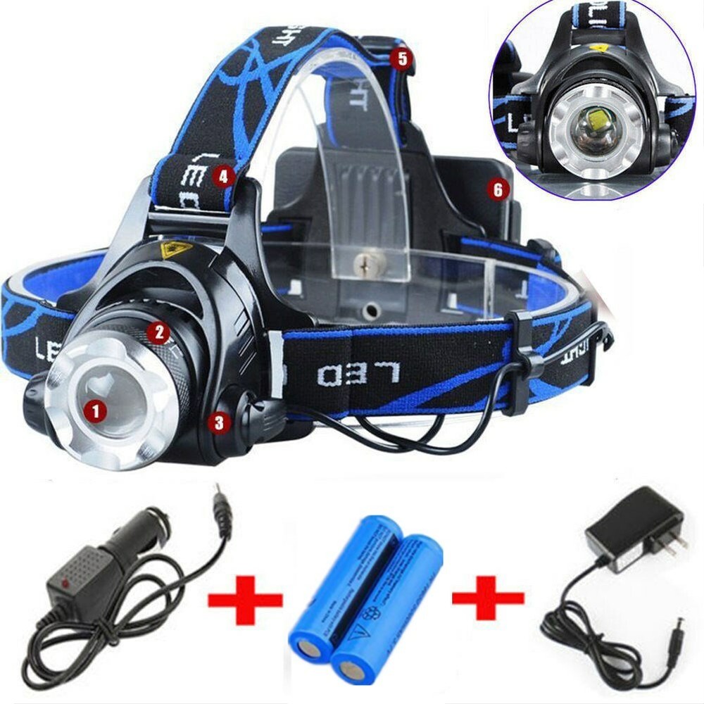 Super Bright 1200000LM Headlamp LED Headlight Rechargeable Flashlight Head Torch
