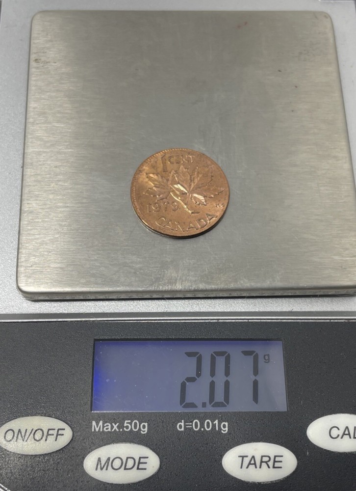1979 Canada Major Error 1 cent Struck On 2.07g Foreign Planchet #C467